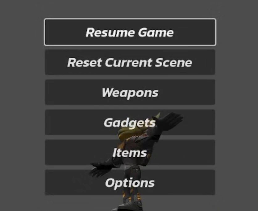 Close-up of the new pause menu