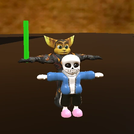 Ratchet from Ratchet: Gladiator and Sans from Undertale t-posing