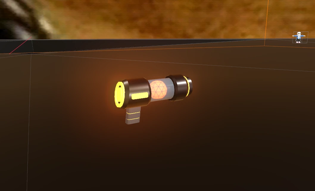 N5 Blaster on the floor and Sans t-posing in the background