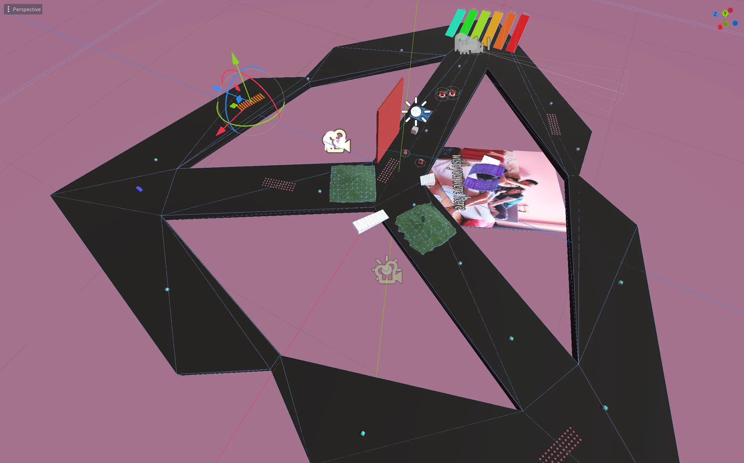 Bird's eye perspective overview at the Unity level