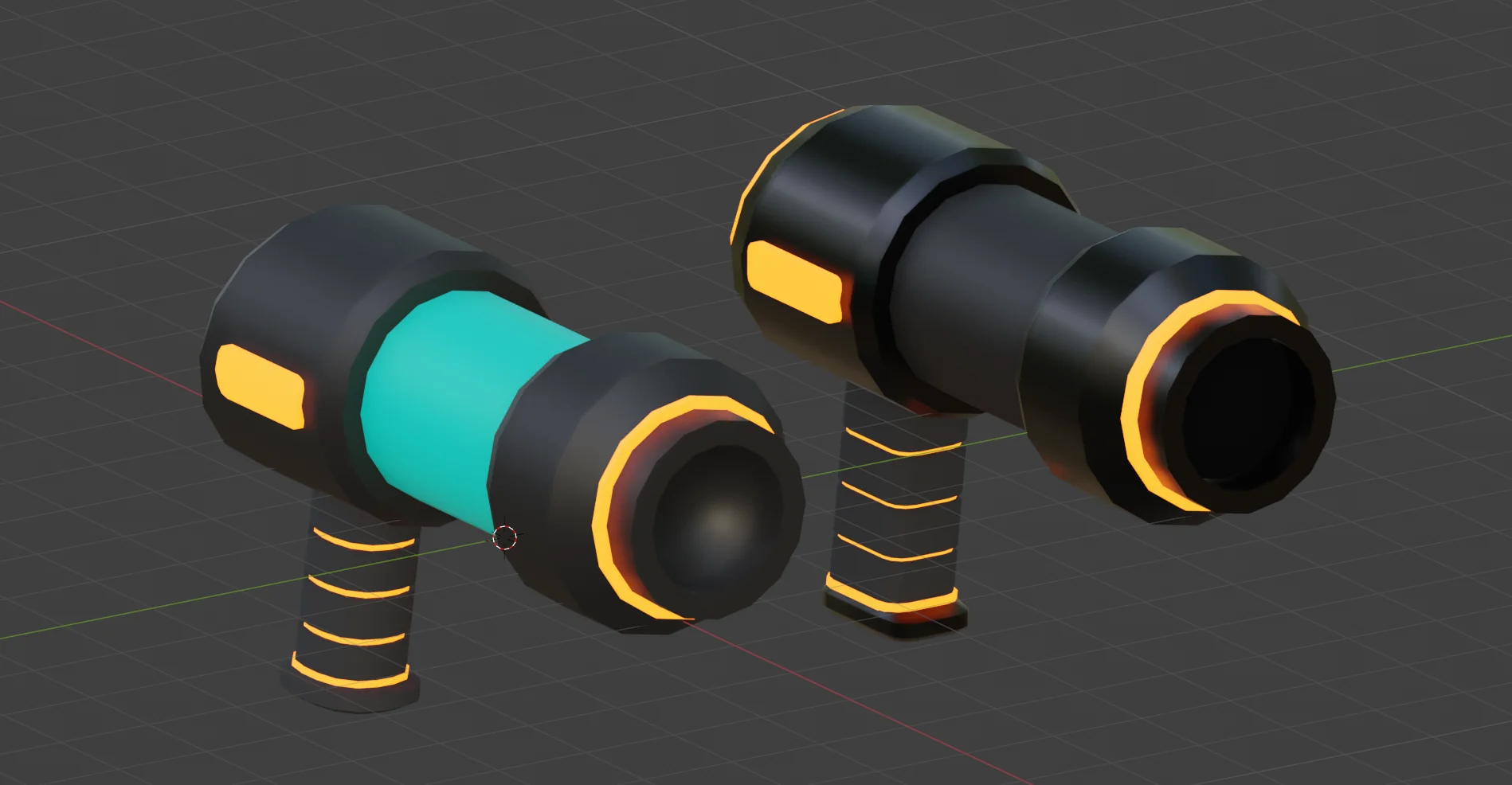 The remeshed N5 Blaster on the left compared to the old N5 Blaster on the right