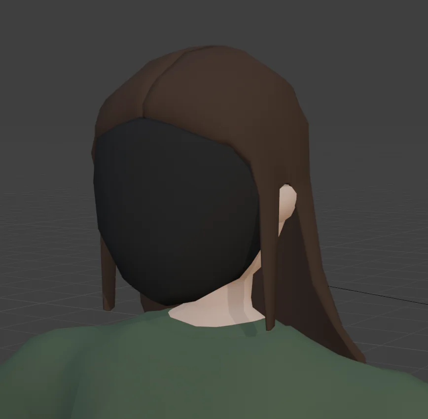 Brown hair with middle split and divided at the ears