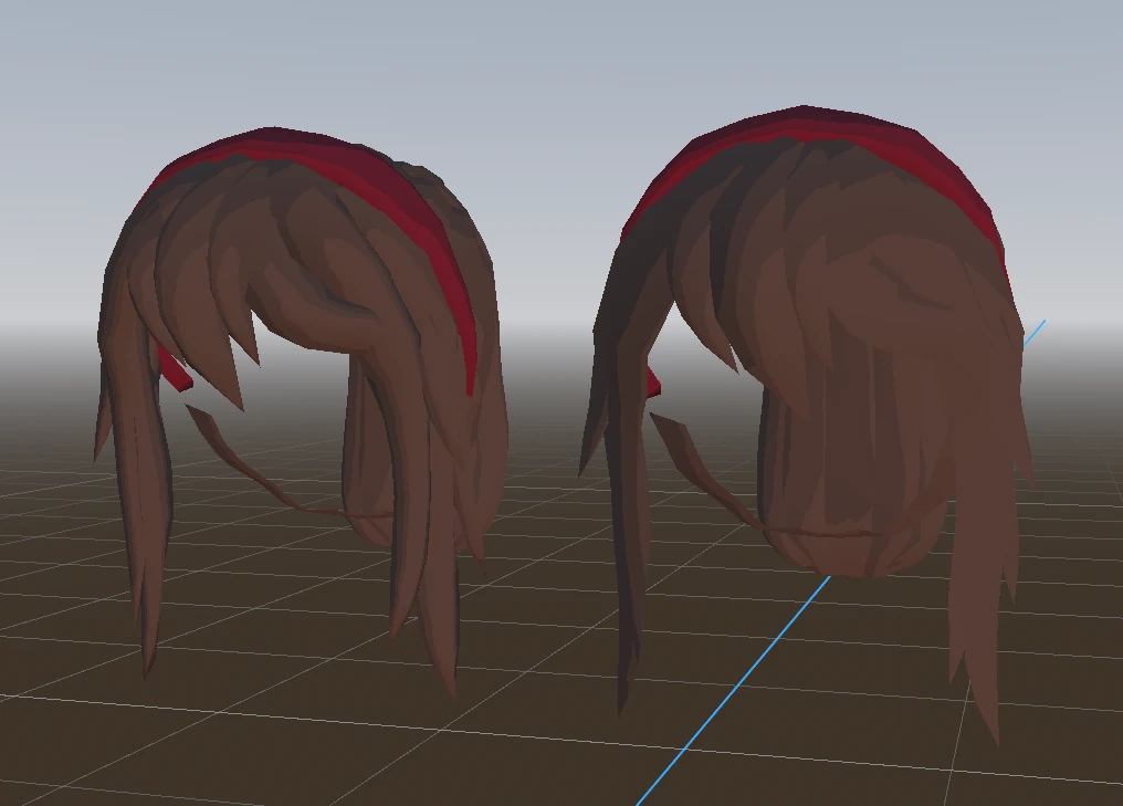 An in-engine comparison of the shading between the old hair with smooth edges (left) and the new hair with sharp edges (right)